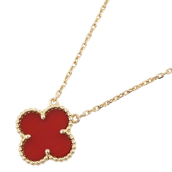 Van Cleef & Arpels Vintage Alhambra Carnelian Necklace 18KYG Gold Red Used Women