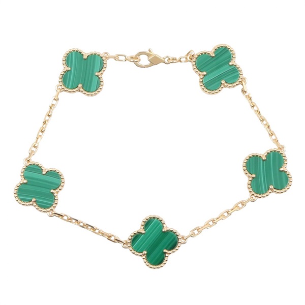 Van Cleef & Arpels Vintage Alhambra Malachite Bracelet 18KYG Gold Used Women