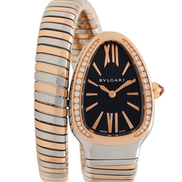 BVLGARI Serpenti Tubogas Diamond Bezel Wrist Watch SP35SPG Quartz 18KRG SS Women