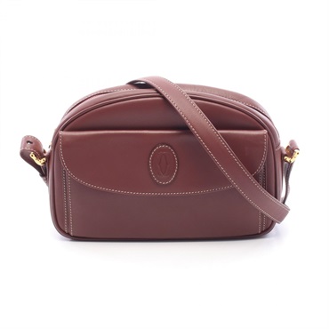 CARTIER Must Line Shoulder Crossbody Bag leather Bordeaux Used Women