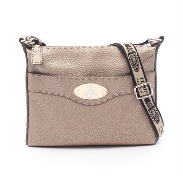FENDI Selleria Metallic Crossbody Shoulder Bag 8BT092 leather Beige Used Women