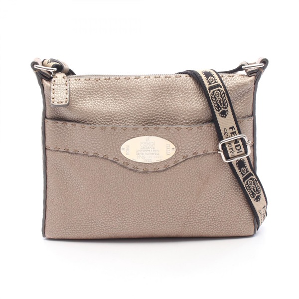 FENDI Selleria Metallic Crossbody Shoulder Bag 8BT092 leather Beige Used Women