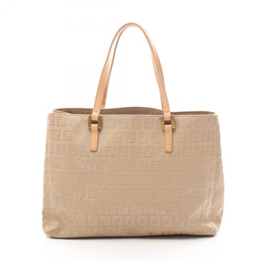 FENDI Zucchino Tote Handbag canvas leather Beige Used Women