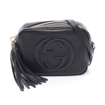 GUCCI Soho Disco Interlocking G Shoulder crossbody Bag 308364 leather Black Used