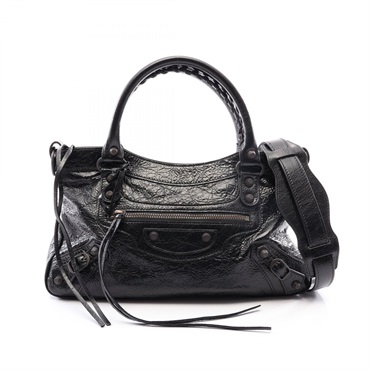 BALENCIAGA LE CITY FIRST Shoulder Handbag Leather Black Preowned Women