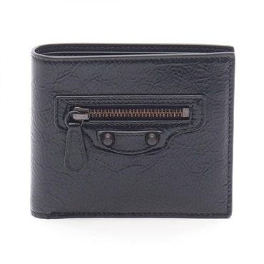 BALENCIAGA Le City Square Bi-fold wallet 8726672ABFY1000 leather Black Preonwed