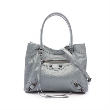 BALENCIAGA Le City Mini Shoulder Tote Bag 8753662ABEK4751 leather Gray Preowned