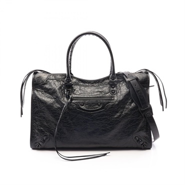BALENCIAGA Le City L Shoulder Tote Bag 8657652ACME1000 leather Black Preowned