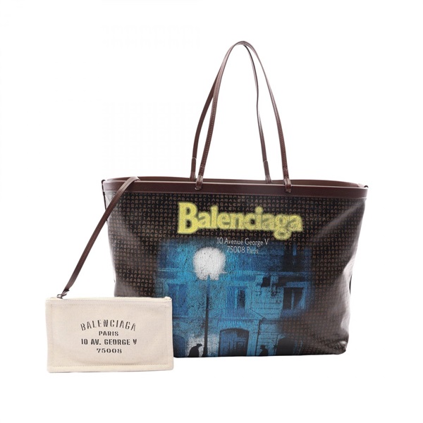 BALENCIAGA Shoulder Tote Bag A000QC2ACQI6974 canvas leather Black Brown Preowned