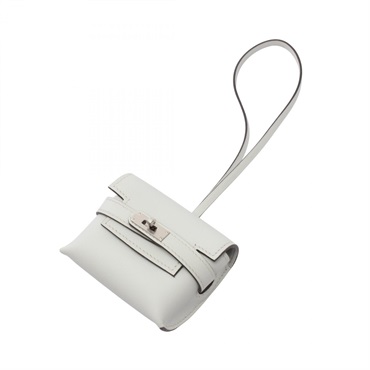 HERMES Kelly Festival Bag Charm 084665CK Swift leather Gris Platine SHW Used K