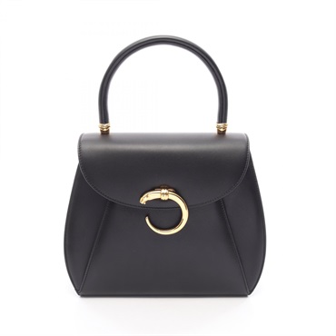CARTIER PANTHERE Hand Bag leather Black Used Women