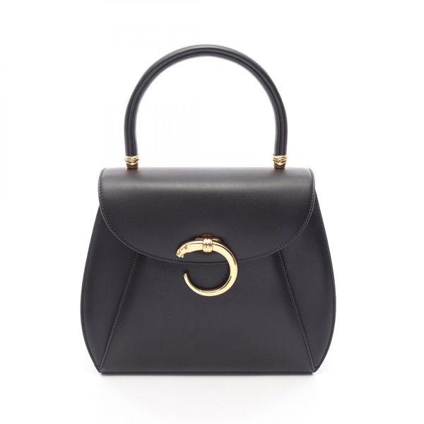 CARTIER PANTHERE Hand Bag leather Black Used Women