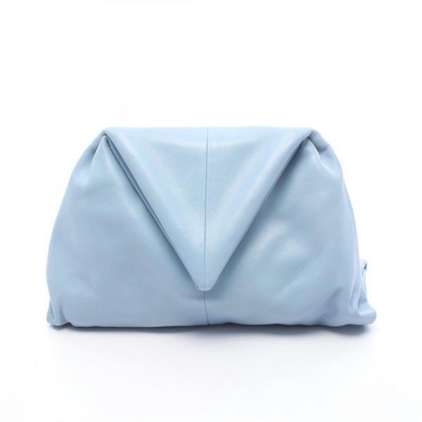 BOTTEGA VENETA Triangle flap business clutch bag leather Blue Used Women