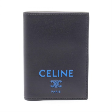 CELINE passport Pass case purse 4M3435712GLK0 leather Black Blue Preowned mens