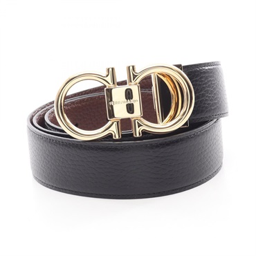 Salvatore Ferragamo Gancini Belt 764164055100 leather Black Preowned mens #100