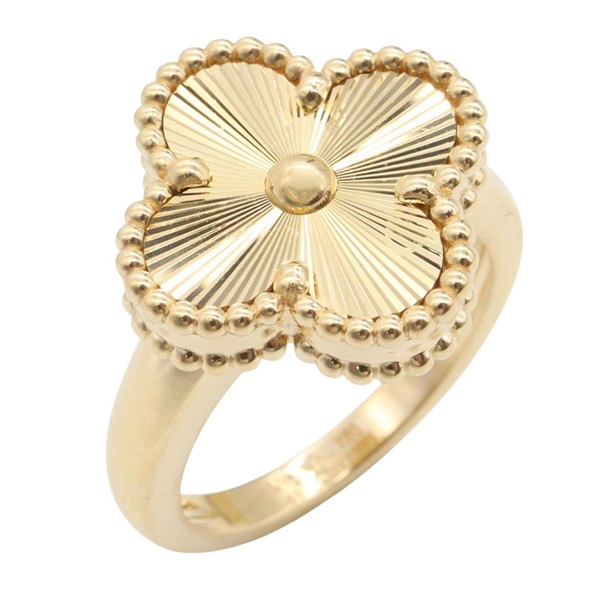 Van Cleef & Arpels Vintage Alhambra Guilloche Ring 18KYG Used Women US #4.25 #48