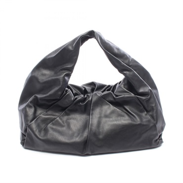 BOTTEGA VENETA The Shoulder Pouch Large Hand Bag leather Black Used Women