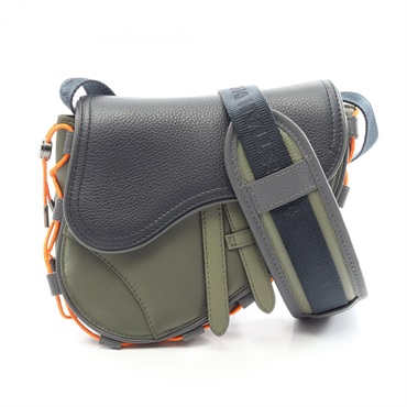 Christian Dior x Sacai saddle Shoulder Bag 1ADCA374US Nylon leather Khaki Used