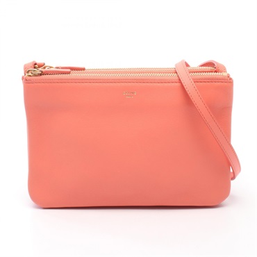 CELINE TRIO SMALL Trio Small Shoulder Crossbody  Bag 165113 leather Pink Used