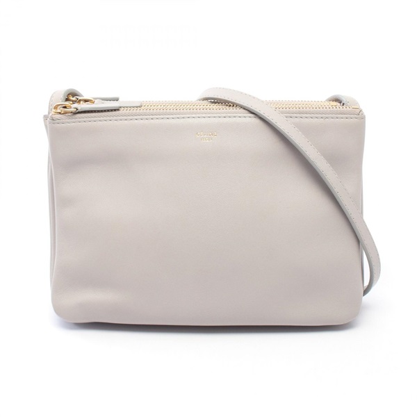 CELINE TRIO SMALL Trio Small Shoulder Crossbody Bag 165113 leather Gray Used
