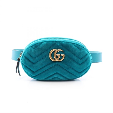 GUCCI GG Marmont Waist Belt Bum Bag 476434 Fabric leather Green Used Women