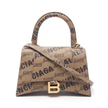 BALENCIAGA Hourglass Small Shoulder Crossbody Handbag 593546 canvas Gray Used