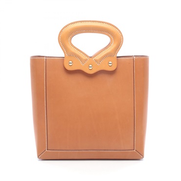 HERMES Vintage Handle Tote Handbag leather Brown Natural GHW Used Women G
