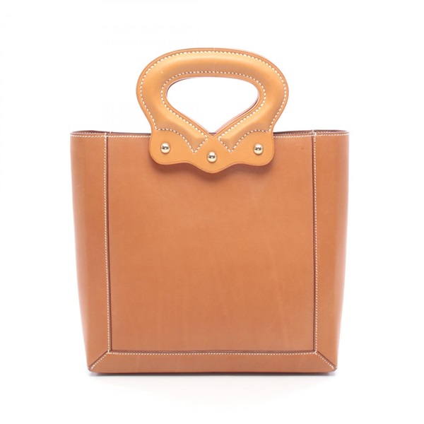 HERMES Vintage Handle Tote Handbag leather Brown Natural GHW Used Women G