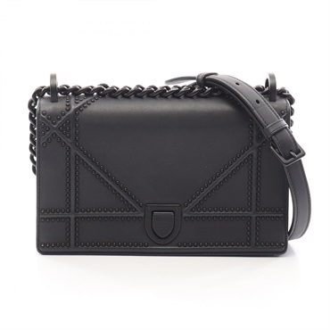 Christian Dior Diorama Small Studs Shoulder crossbody Bag leather Black Used