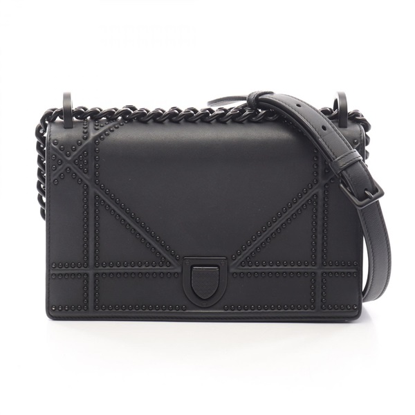 Christian Dior Diorama Small Studs Shoulder crossbody Bag leather Black Used