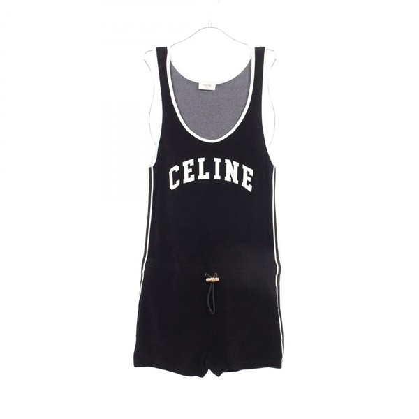 CELINE Logo Embroidery Terry cloth Overalls 2Z456061V cotton Black Used size XS