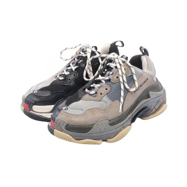 BALENCIAGA Triple S Split Sneakers 533891 leather Fabric Black Gray Used mens #7