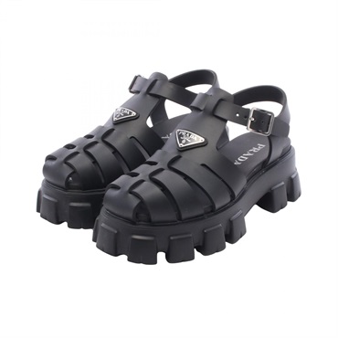PRADA Monolith Triangle logo Sandals Shoes 2X3083 rubber Black Used mens size 7