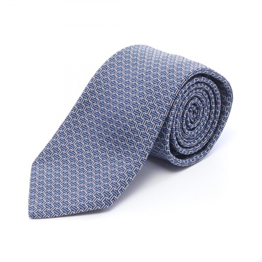 HERMES All Over Print Tie silk Blue Navy Preowned mens