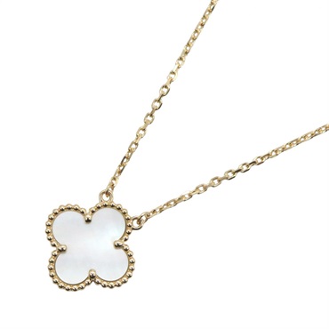 Van Cleef & Arpels Vintage Alhambra Mother of Pearl Necklace 18KYG Used Women