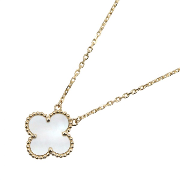 Van Cleef & Arpels Vintage Alhambra Mother of Pearl Necklace 18KYG Used Women