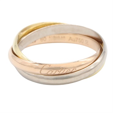 CARTIER Trinity Ring 18KYG 18KPG 18KWG Three gold Used Women US size 9.25 #60