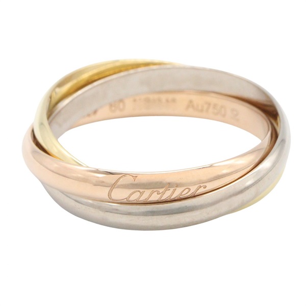 CARTIER Trinity Ring 18KYG 18KPG 18KWG Three gold Used Women US size 9.25 #60