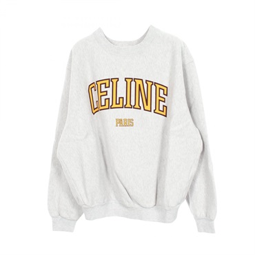 CELINE Logo print Sweatshirt Top RY0YE1233GLR6S cotton Gray Preowned size S