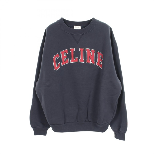 CELINE Logo print Sweatshirt Top RY0YH123307RVM cotton Navy Preowned size M
