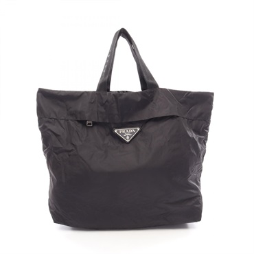 PRADA SHOPPING Triangle logo Tote Handbag Nylon Black Used Women