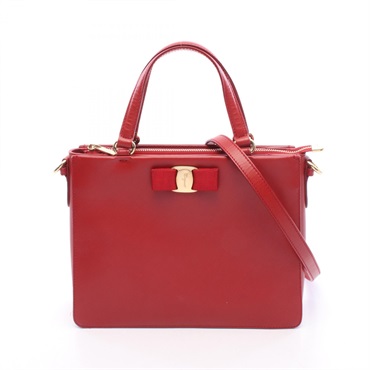 Salvatore Ferragamo Vala Ribbon Shoulder Crossbody Handbag leather Red Used