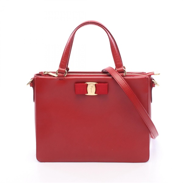 Salvatore Ferragamo Vala Ribbon Shoulder Crossbody Handbag leather Red Used