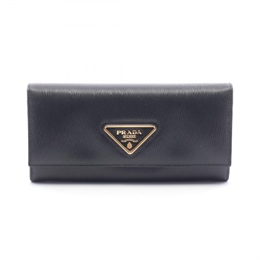 PRADA VITELLO MOVE Bifold purse Wallet 1MH132 leather Black Used Women