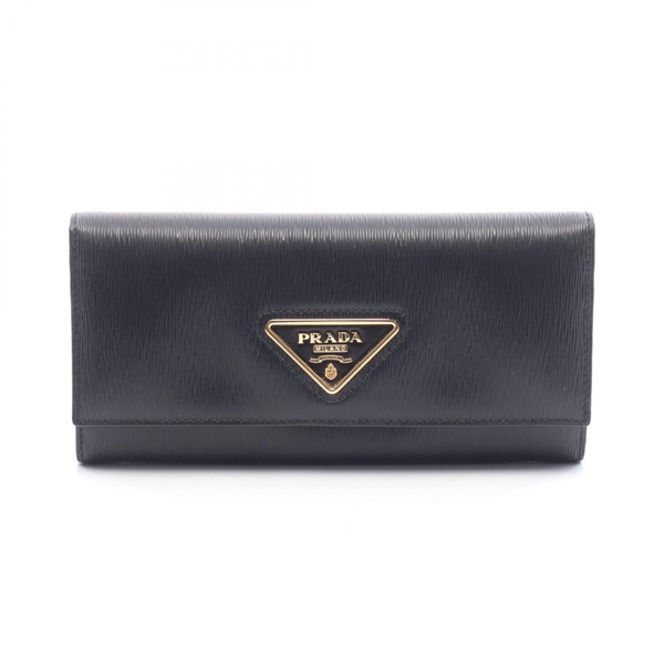 PRADA VITELLO MOVE Bifold purse Wallet 1MH132 leather Black Used Women