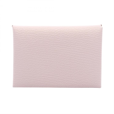 HERMES Calvi duo coin purse wallet U 082977CK Chevre leather mauve pale Used SHW