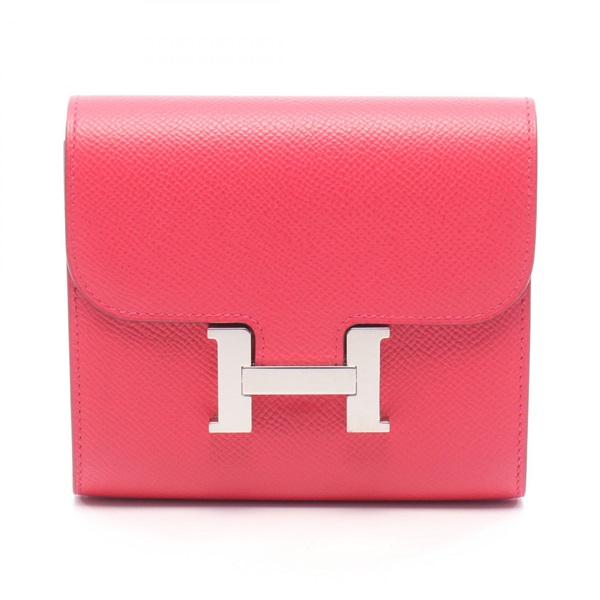 HERMES Constance Compact Bi-fold wallet purse A 061865CK Epsom Rose extreme SHW
