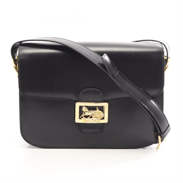 CELINE Horse Carriage Shoulder Crossbody Bag leather Black GHW Used Women