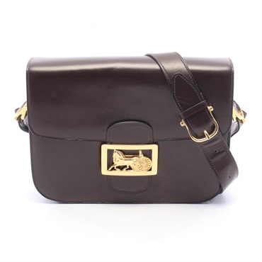 CELINE Horse Carriage Shoulder Crossbody Bag leather Brown GHW Used Women