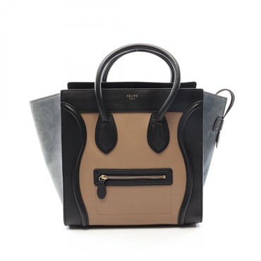 CELINE Luggage Mini Shopper Tote Handbag leather Suede Beige Black Blue Used